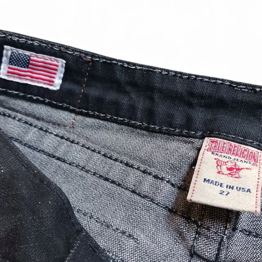 True Religion Serena Y2K Glitter Jeans Size 27 Dark Wash Skinny Made in USA - Picture 6 of 14